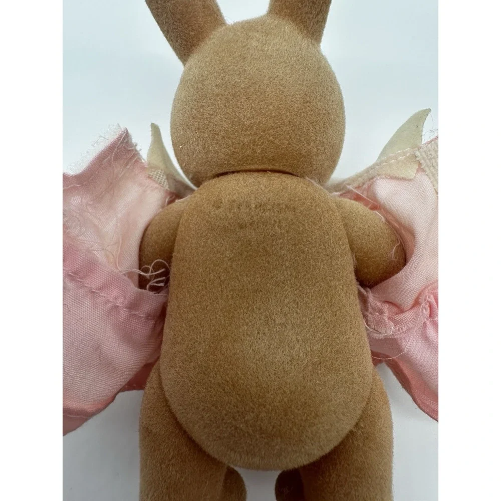 Vintage Teddy Bear Story Rabbit Figure Flocked Sekiguchi Pink Dress Bunny